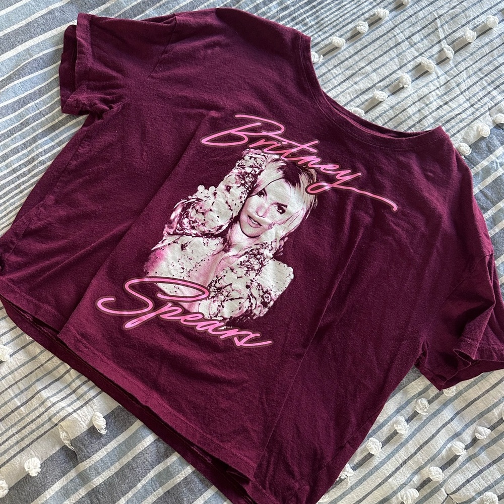 Britney Old Navy Maroon Longer Crop T-Shirt